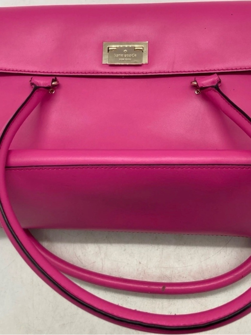 kate spade Hot Pink Leather Satchel with Gold Hardware